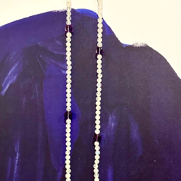 Bavna Natural Moonstone and Amethyst Long Necklace - Picture 5 of 5